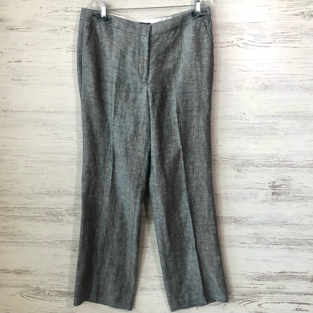 NWT TALBOTS Windsor 100% Linen Herringbone Wide Leg Pants 12